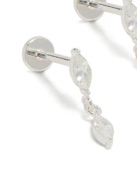 Boucles d'oreilles pendantes plates en acier inoxydable étanche, serties de zirconiums cubiques en forme de marquise