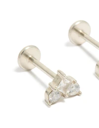 Puces d'oreilles plates en acier inoxydable étanche avec zircon cubique en forme de cœur