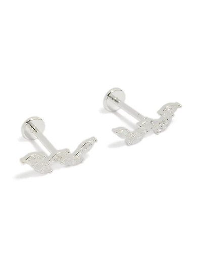 Waterproof Stainless Steel Cubic Zirconia Marquise Crawler Flat Back Studs