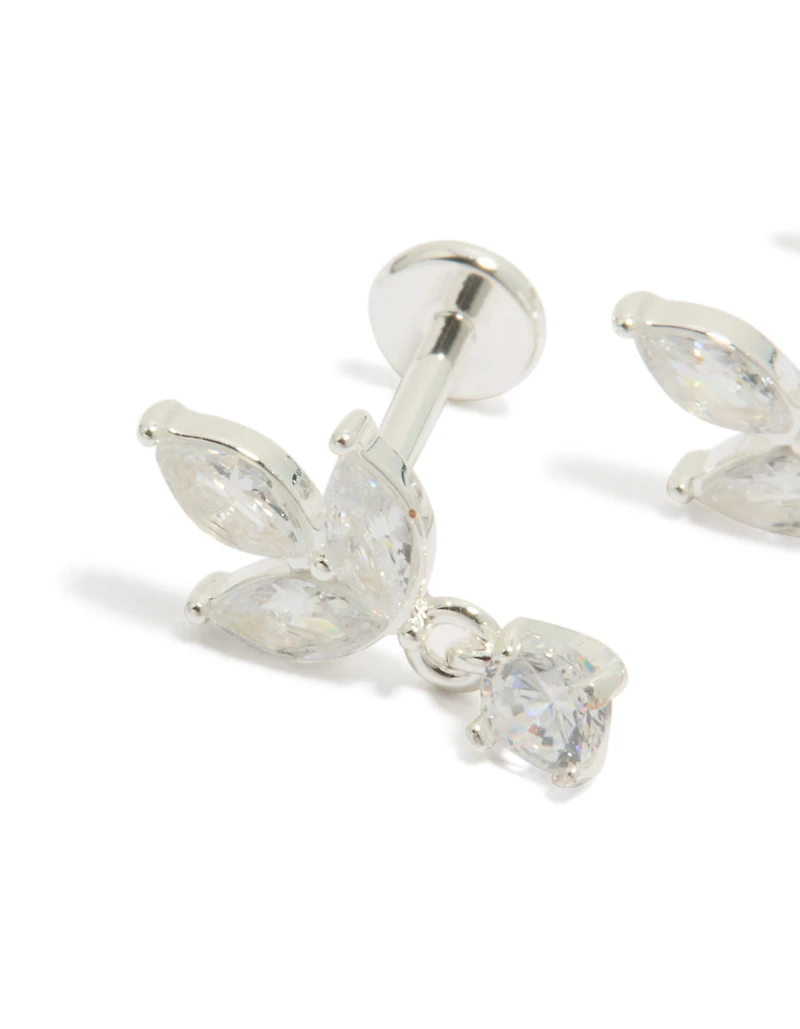 Puces d'oreilles plates en acier inoxydable étanche avec zircon cubique en forme de fleur