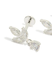 Puces d'oreilles plates en acier inoxydable étanche avec zircon cubique en forme de fleur