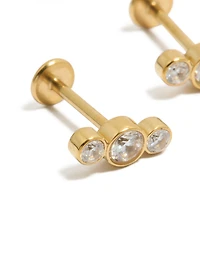 Waterproof Gold Plated Stainless Steel Graduating Bezel Cubic Zirconia Flat Back Studs