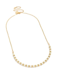Waterproof Gold Plated Stainless Steel & Pearl Alternating Beaded Necklace
