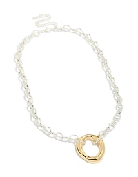 Waterproof Mixed Metal Plated  Stainless Steel Organic Round Pendant Necklace