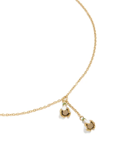 Collier Myosotis en acier inoxydable plaqué or étanche