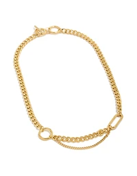Waterproof Gold Plated Stainless Steel Mixed Shape T & O Necklace