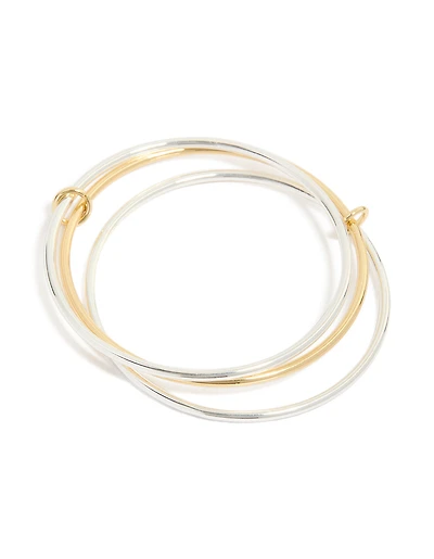 Waterproof Mixed Metal Plated Stainless Steel Interconnected Bangle