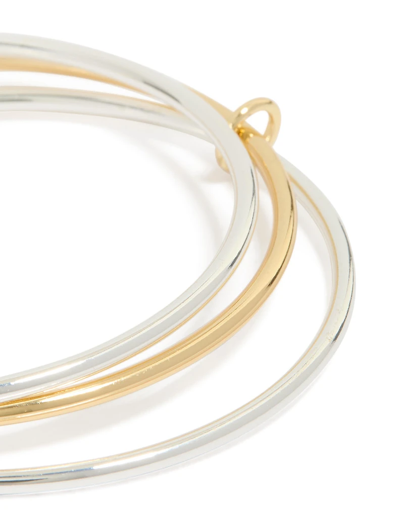 Waterproof Mixed Metal Plated Stainless Steel Interconnected Bangle