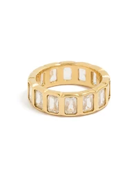 Waterproof Gold Plated Stainless Steel Cubic Zirconia Band Ring