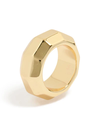 Waterproof Gold Plated Stainless Steel Geometric Square Ring
