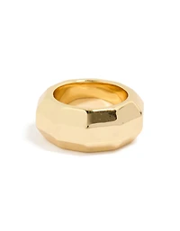 Waterproof Gold Plated Stainless Steel Geometric Square Ring