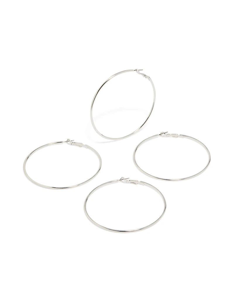 Silver Large Hoop Earrings 2-Pack
