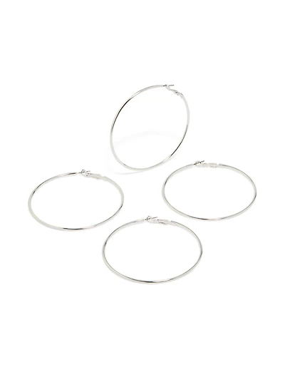 Silver Large Hoop Earrings 2-Pack