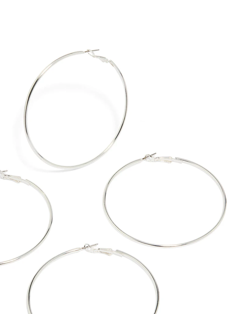 Silver Large Hoop Earrings 2-Pack