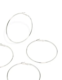 Silver Large Hoop Earrings 2-Pack
