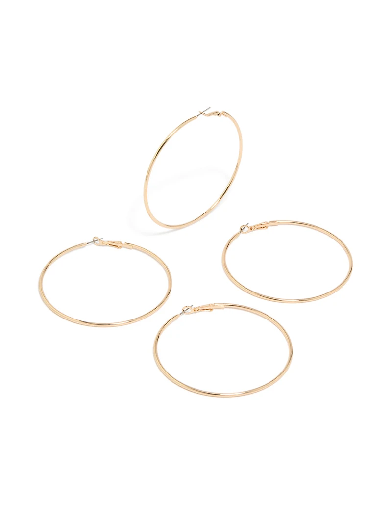 Boucles d'oreilles créoles dorées (lot de 2)