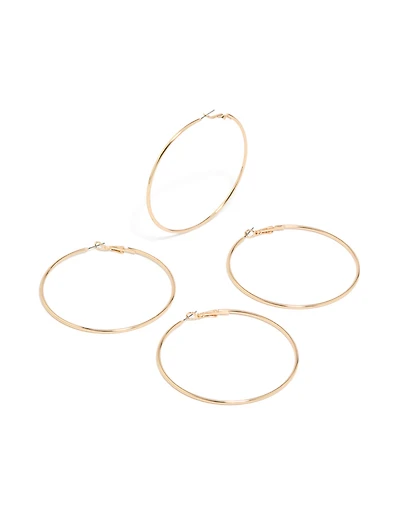 Boucles d'oreilles créoles dorées (lot de 2)