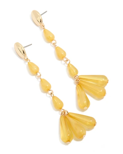 Gold Orange Oval Beaded Drop Earrings