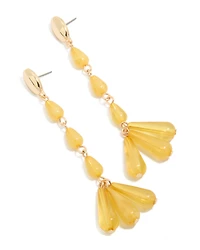 Gold Orange Oval Beaded Drop Earrings