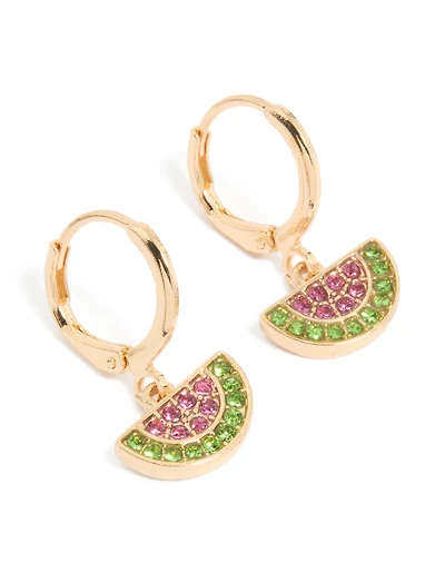 Gold Diamante Watermelon Huggie Earrings