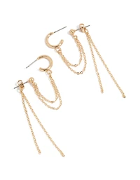 Gold Sandwich Chain Hoop Earrings