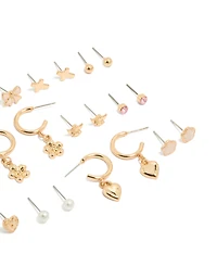 Gold & Pearl Dainty Stud Earrings 12-Pack