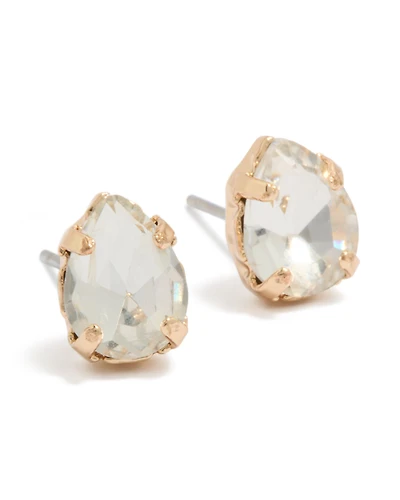 Gold Teardrop Diamante Stud Earrings