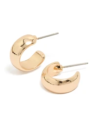 Gold Small Basic Open Huggie Earrings
