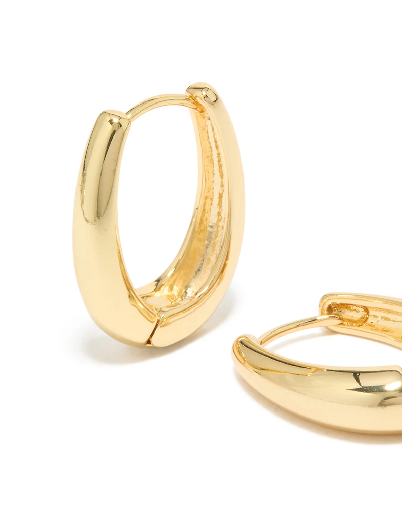 Gold Plated Skinny Teardrop Hoop Earrings