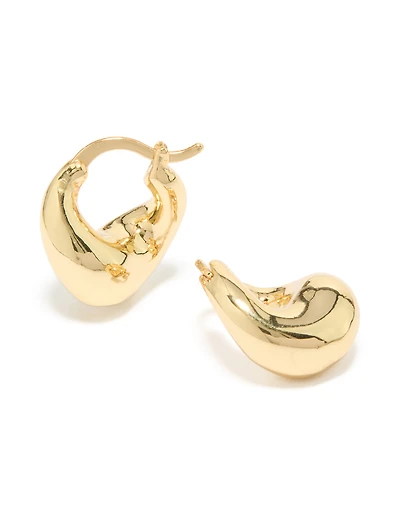 Gold Plated Wavy Hoop Earrings