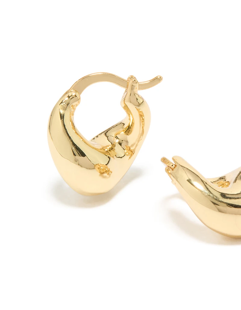 Gold Plated Wavy Hoop Earrings