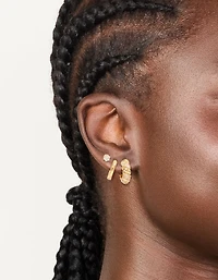 Gold Plated Cubic Zirconia Twist Mini Huggie & Stud Earrings 3-Pack