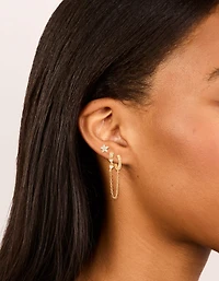 Gold Plated Mini Floral Chain & Stud Earrings 3-Pack