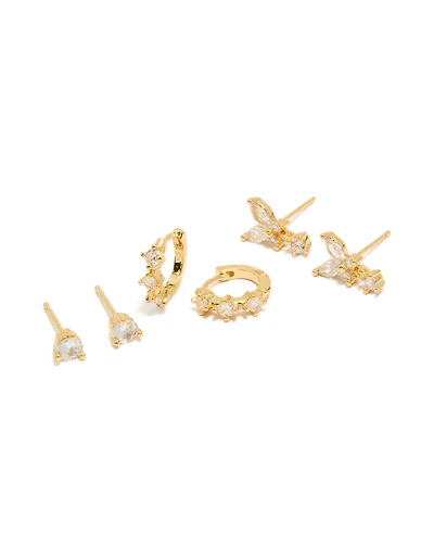 Gold Plated Mini Butterfly Hoop Earrings 3-Pack