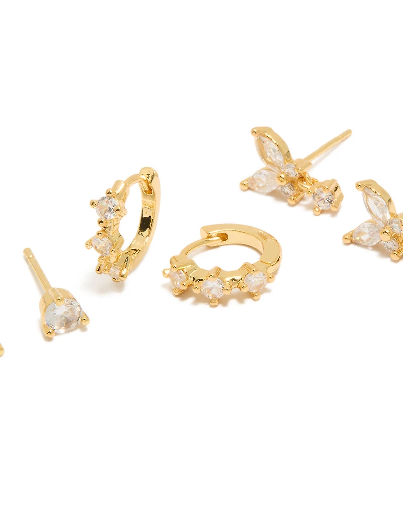 Gold Plated Mini Butterfly Hoop Earrings 3-Pack