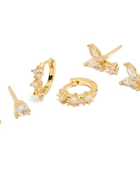 Gold Plated Mini Butterfly Hoop Earrings 3-Pack