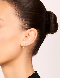 Gold Plated Cubic Zirconia Marquise Drop Flat Back Studs Pack