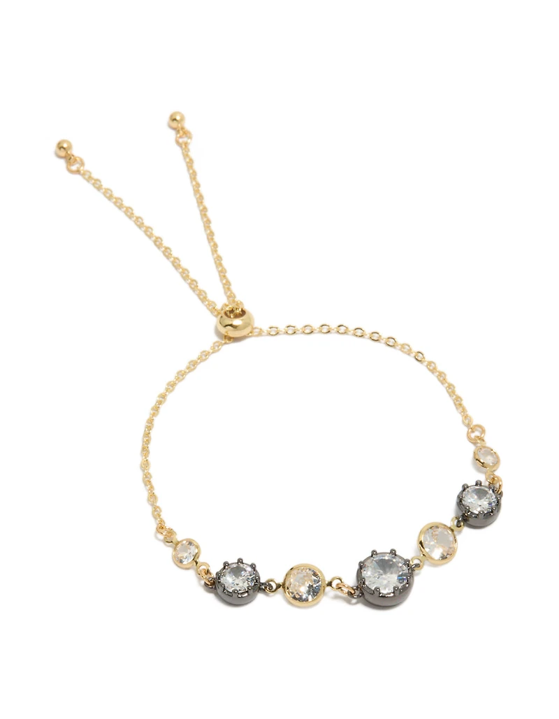 Mixed Metal Plated Cubic Zirconias Toggle Bracelet