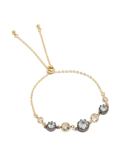 Mixed Metal Plated Cubic Zirconias Toggle Bracelet