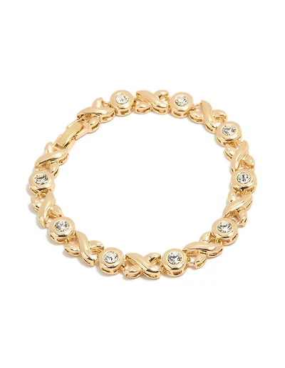 Gold Plated Brass Cubic Zirconia X Tennis Bracelet