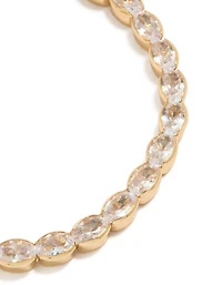 Bracelet de tennis ovale en laiton plaqué or et zircon cubique