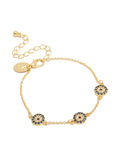 Gold Plated Evil Eye Station Bracelet