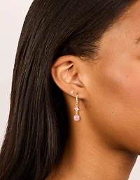 Gold Pink Cubic Zirconia Stud & Huggie Earrings 2-Pack