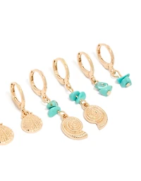 Gold Sea Life Stud & Hoop Earrings 6-Pack