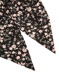 Black & Pink Printed Flower Scarf Scrunchie