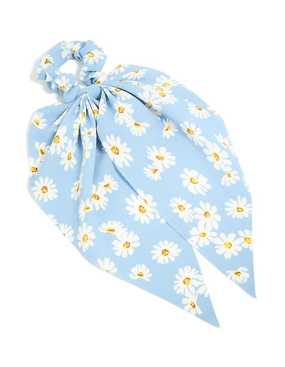 Chouchouchet à foulard imprimé marguerites bleues