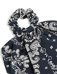Black & White Paisley Printed Scarf Scrunchie