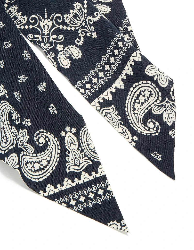 Black & White Paisley Printed Scarf Scrunchie