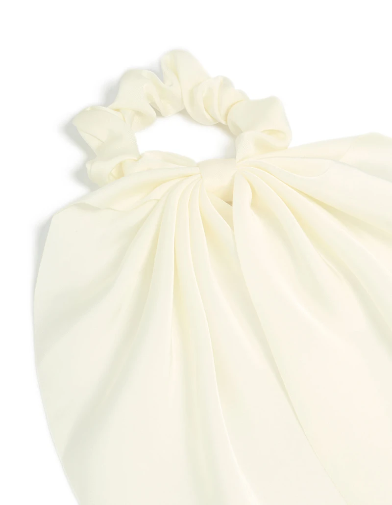 Simple Cream Long Scarf Scrunchie