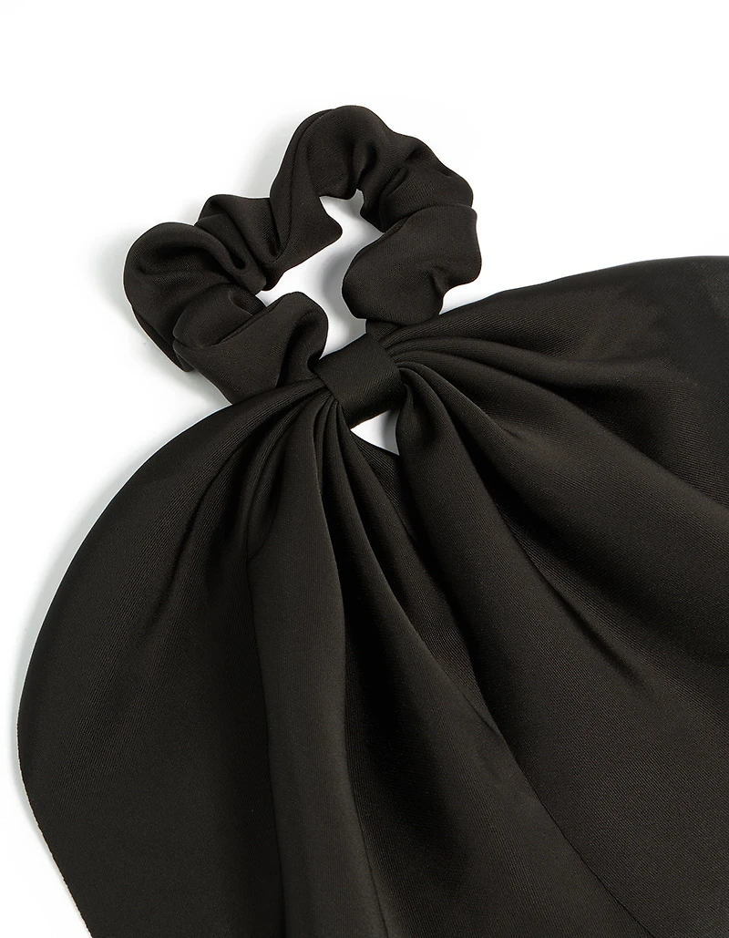 Black Plain Long Scarf Scrunchie